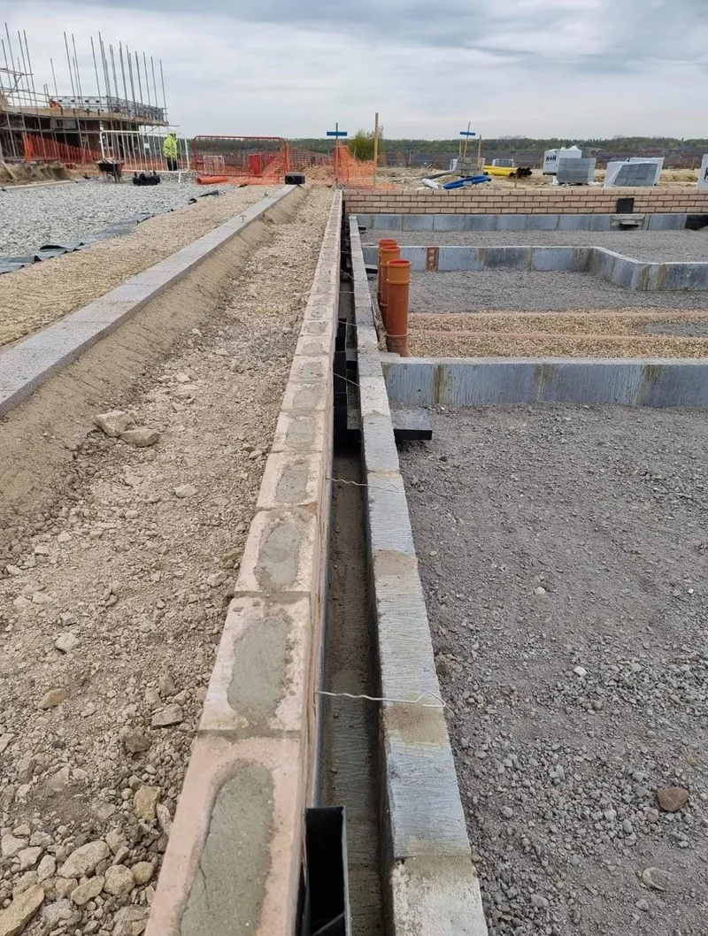 A run of blockwork along a new footing